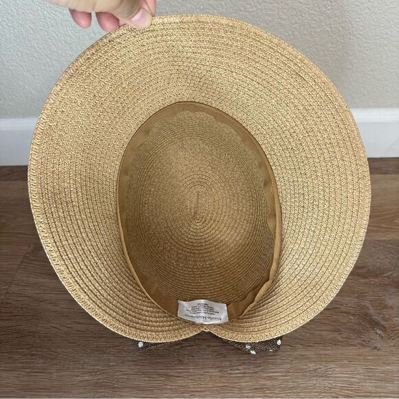 Nicole Marciano 100% Straw Split Brim Bow Polka Dot Summer Hat - Picture 8 of 11